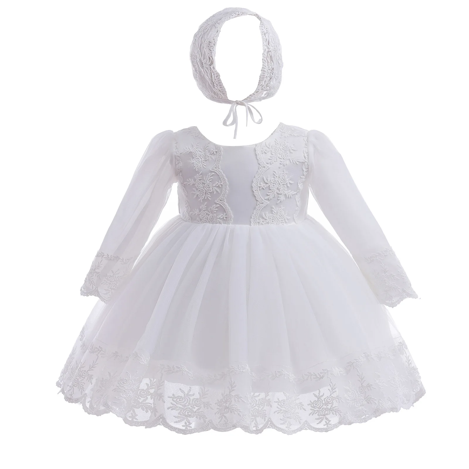 Baby Clothing Yarn - Baby Girl Dress White Embroidery Christening